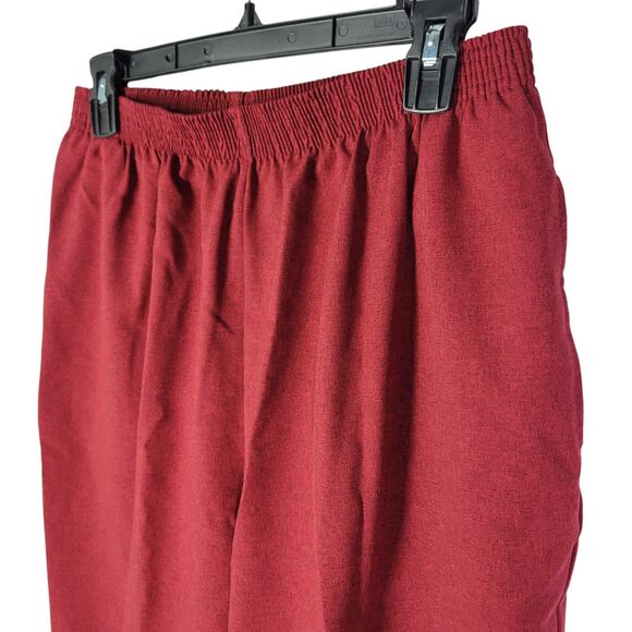Bon Worth Womens Size PM Red Solid Elastic Waist Pull On Trouser Pants - Picture 3 of 10